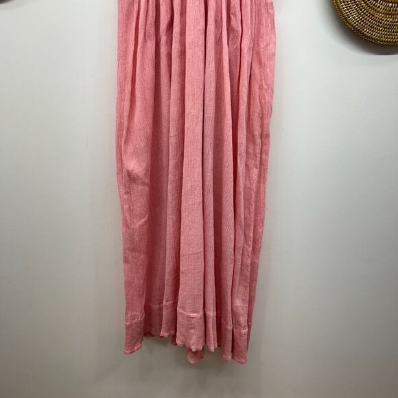 $198 Hatch Maternity Peony Pink V-Neck Ruffle The Sarah Midi Dress Size 1 Small - Picture 6 of 7